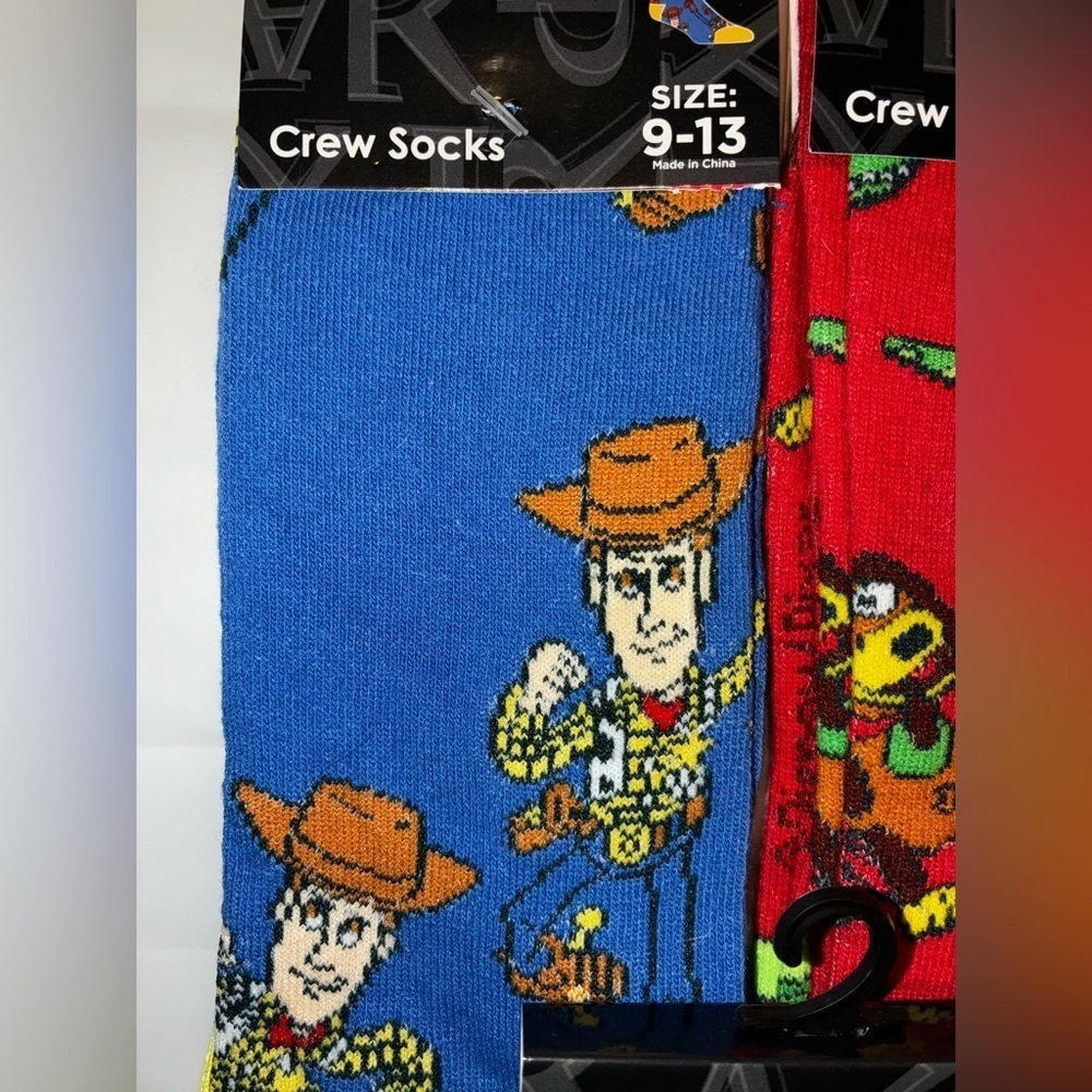 💰Pixar Disney Toy Story Crew Socks Bundle 3 Size 9-13 Woody Buzz Character - Picture 4 of 7
